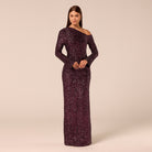 Purple Long-Sleeve Sequin Maxi Dress - shopaleena