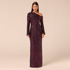 Purple Long-Sleeve Sequin Maxi Dress - shopaleena