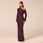 Purple Long-Sleeve Sequin Maxi Dress - shopaleena