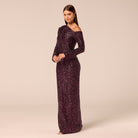 Purple Long-Sleeve Sequin Maxi Dress - shopaleena