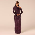 Purple Long-Sleeve Sequin Maxi Dress - shopaleena
