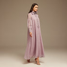 Purple Long Sleeve With Neck Bow Dress - shopaleena