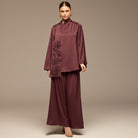 Purple Loose Fit Long Sleeve Satin Blous - shopaleena