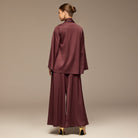 Purple Loose Fit Long Sleeve Satin Blous - shopaleena