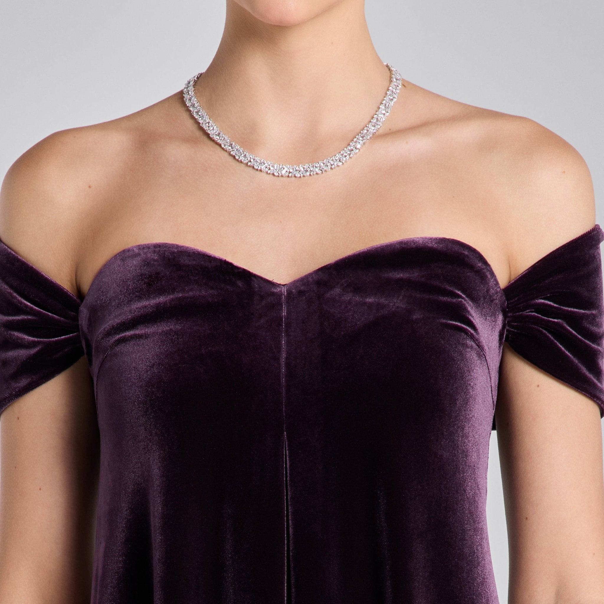 Purple Off Shoulder Sweetheart Neckline Velvet Gown - shopaleena