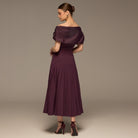 Purple Pleated A Line Crepe Skirt - shopaleena