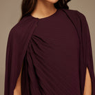 Purple Pleated Cape Midi Dress - shopaleena