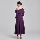 Purple Pleated Crepe Maxi Skirt - shopaleena