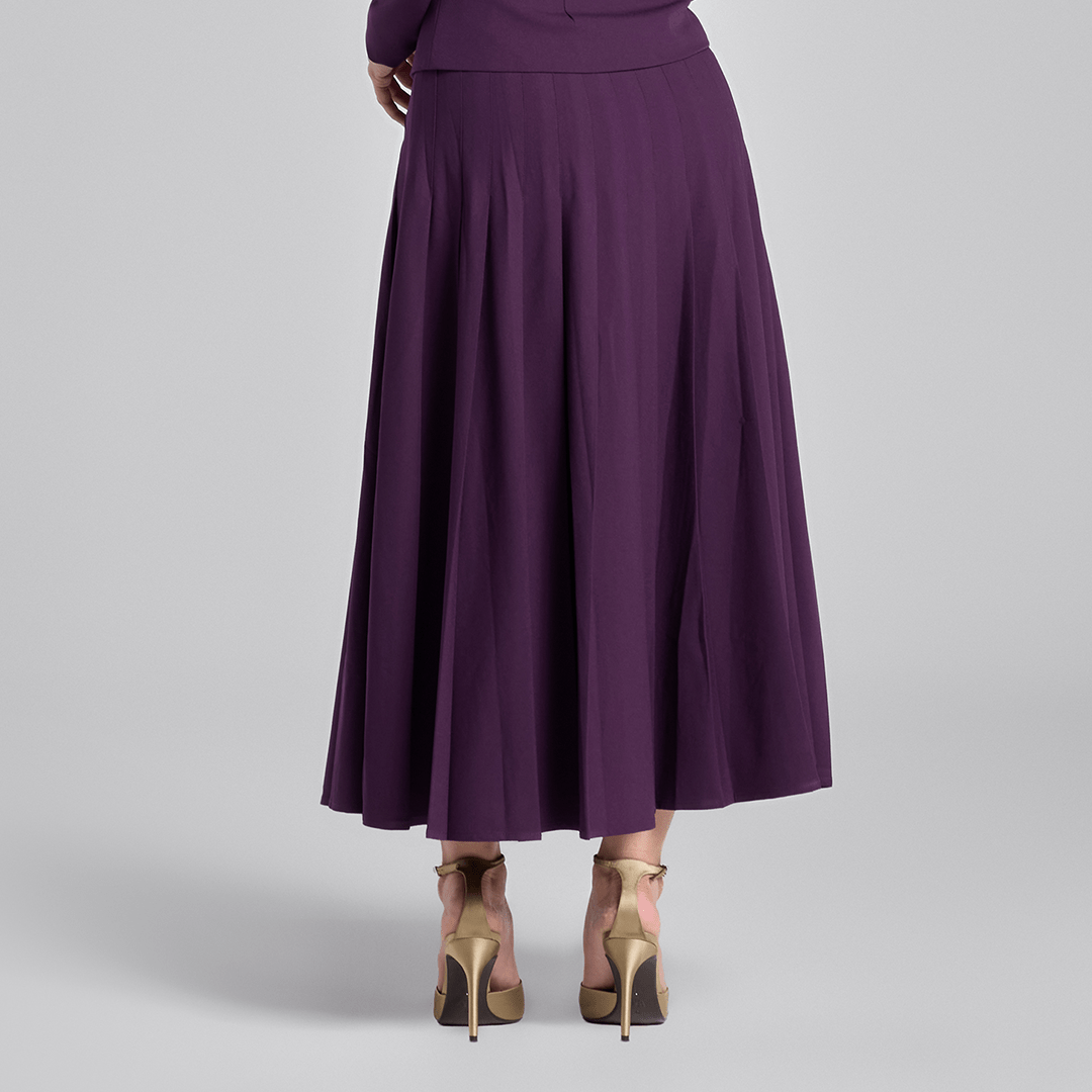 Purple Pleated Crepe Maxi Skirt - shopaleena