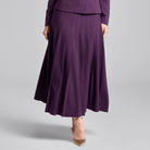 Purple Pleated Crepe Maxi Skirt - shopaleena