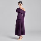 Purple Pleated Crepe Maxi Skirt - shopaleena