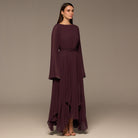 Purple Pleated Long Sleeve Chiffon Maxi Dress - shopaleena