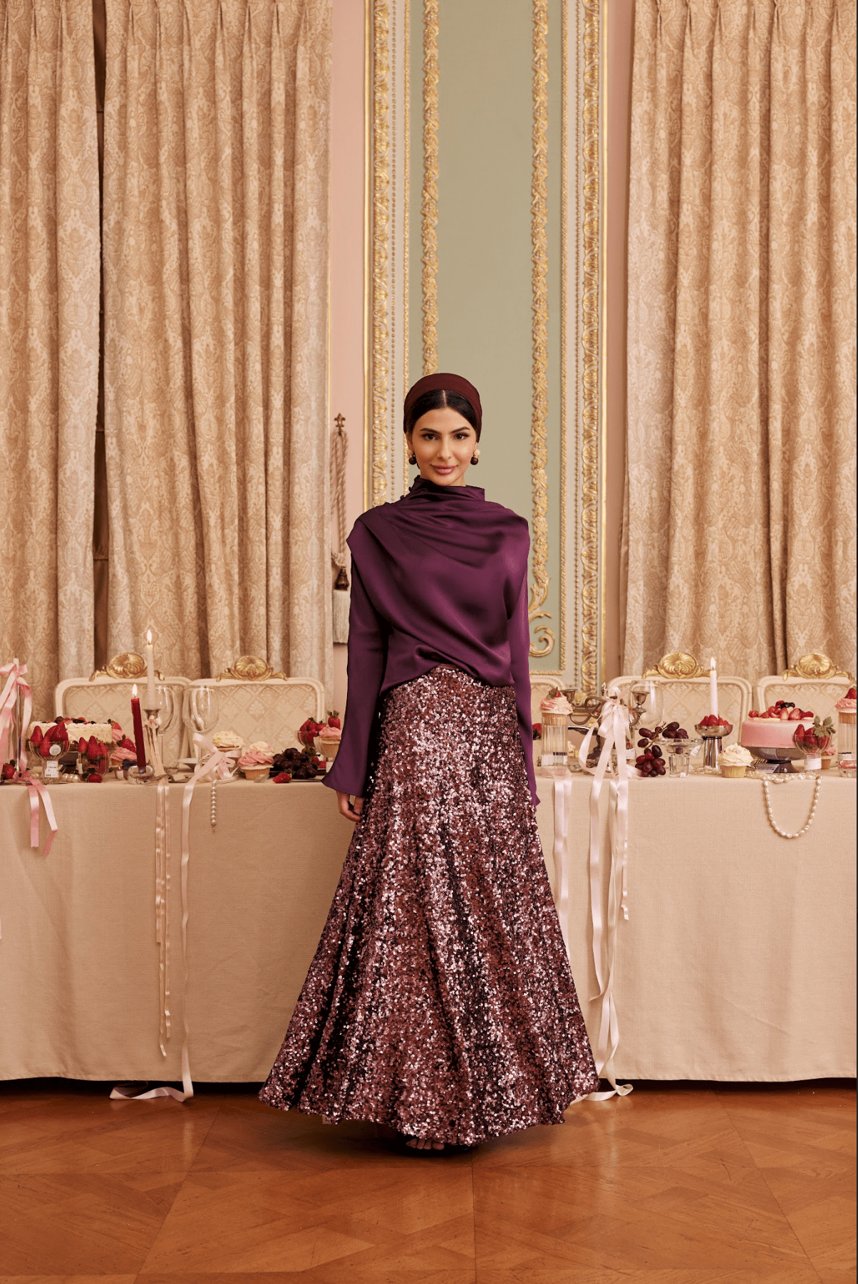 Purple Sequin Maxi Skirt - shopaleena