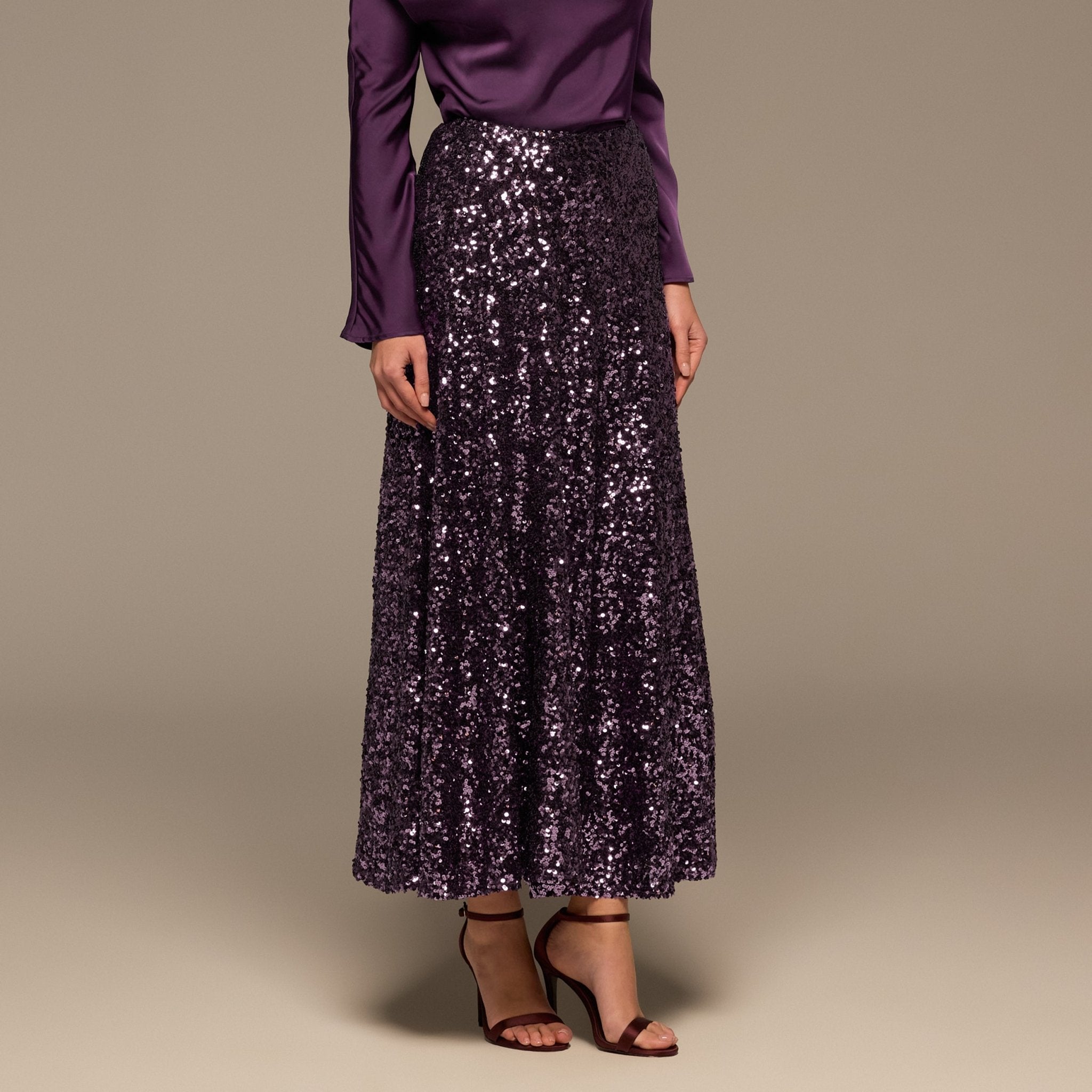 Purple Sequin Maxi Skirt - shopaleena