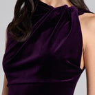 Purple Shoulder Knot Velvet Maxi Dress - shopaleena