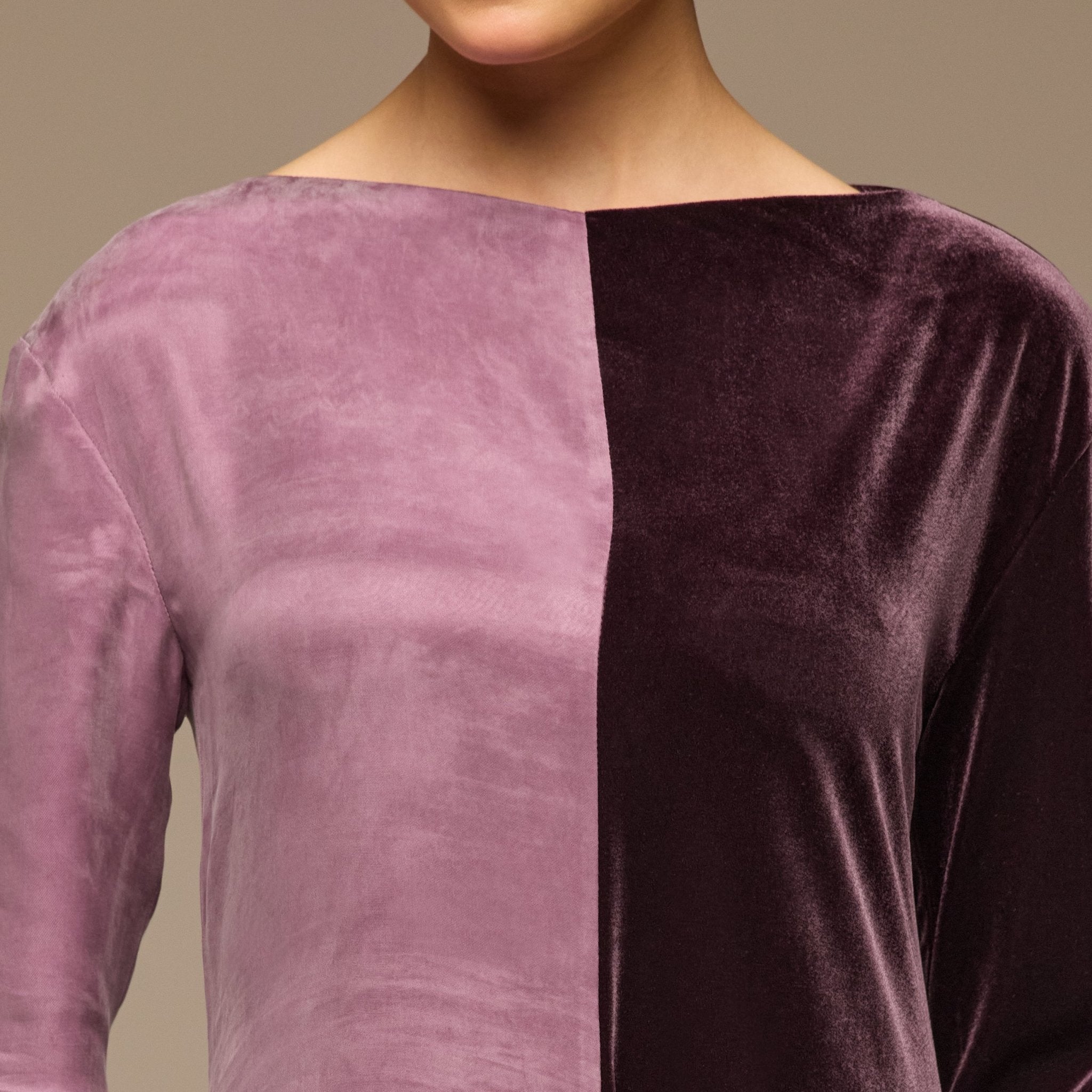 Purple Two Tone Velvet - Cupro Maxi Dress - shopaleena