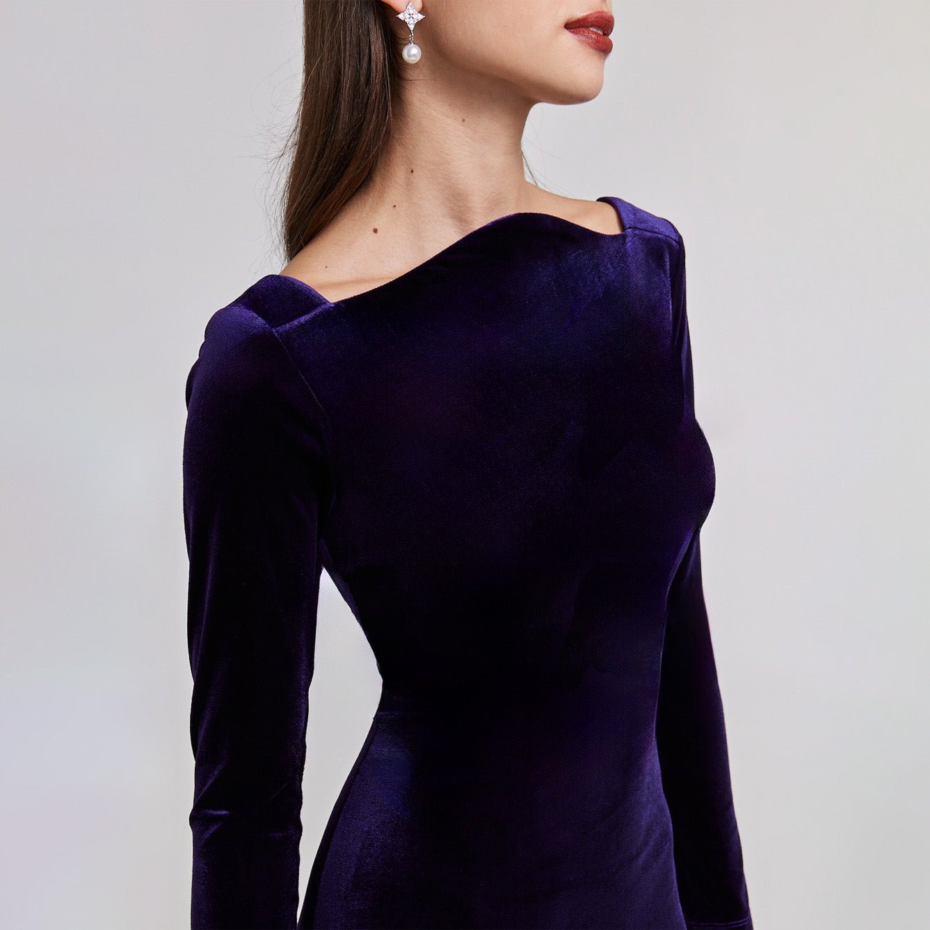 Purple Velvet Bodycon Maxi Dress - shopaleena