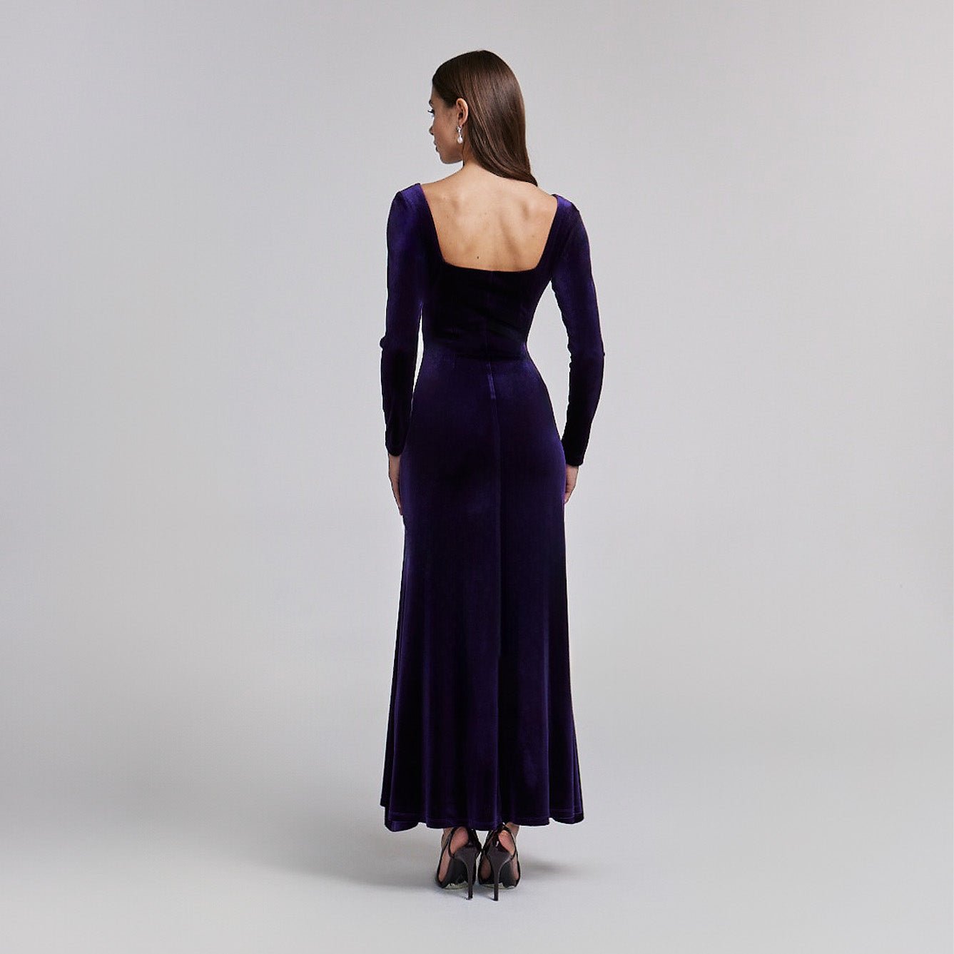 Purple Velvet Bodycon Maxi Dress - shopaleena