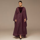 Purple Velvet Dress with Sheer Organza Cape - shopaleena