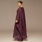Purple Velvet Dress with Sheer Organza Cape - shopaleena