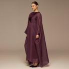 Purple Velvet Dress with Sheer Organza Cape - shopaleena