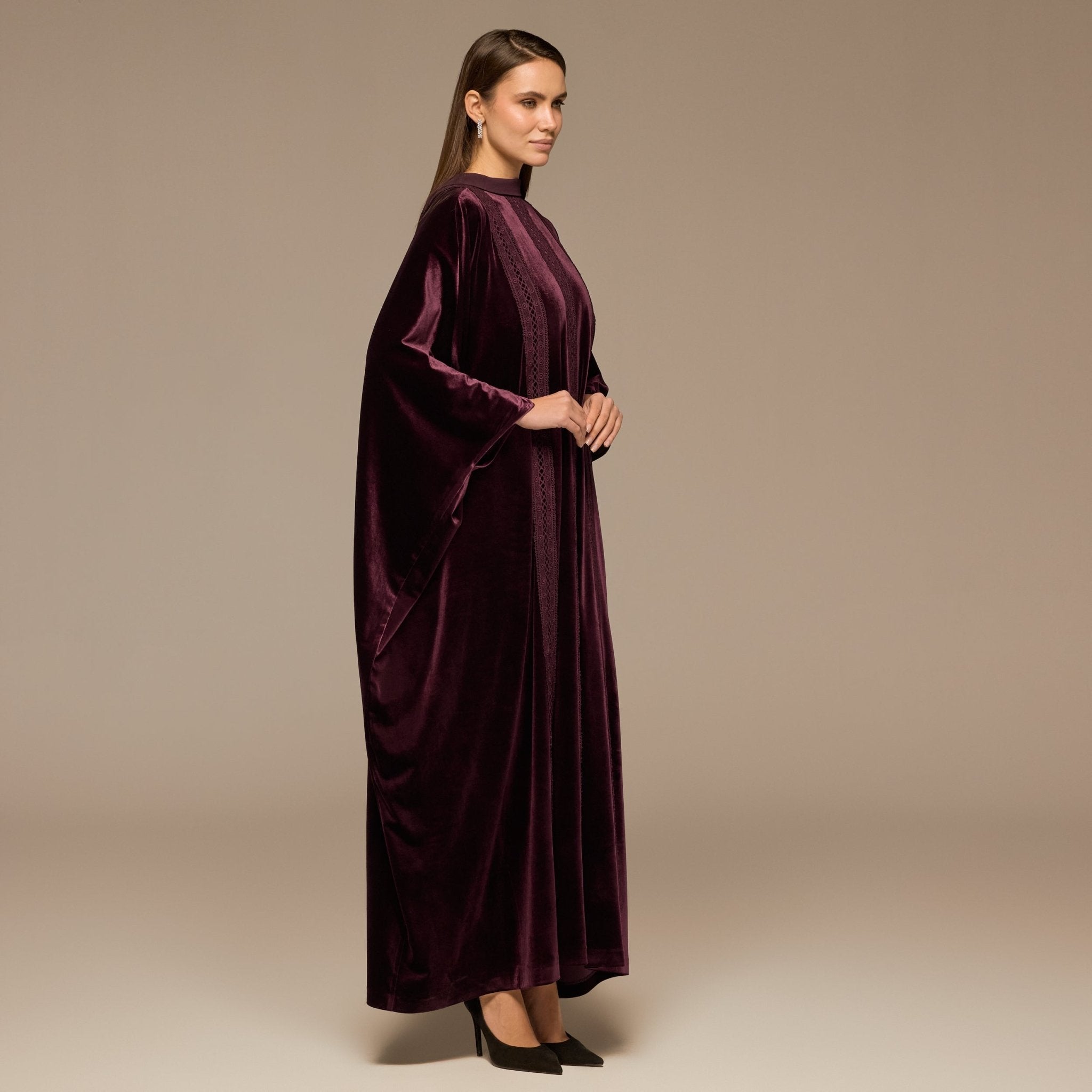Purple Velvet Flowy Maxi Dress - shopaleena