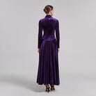 Purple Velvet Mock Neck Maxi Dress - shopaleena