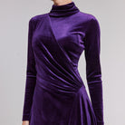 Purple Velvet Mock Neck Maxi Dress - shopaleena