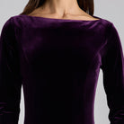 Purple Velvet Ruffled Panel Maxi Dress - shopaleena