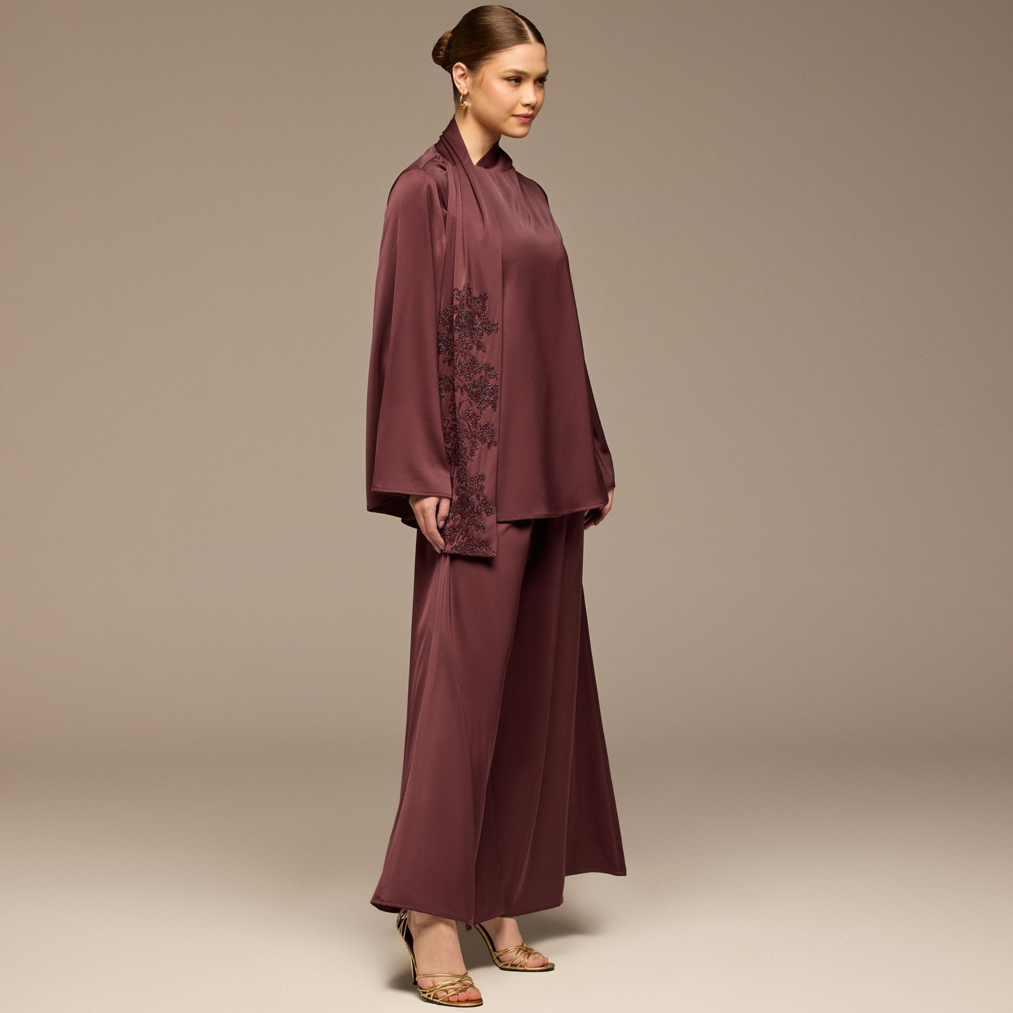 Purple Wide leg Satin Pants - shopaleena