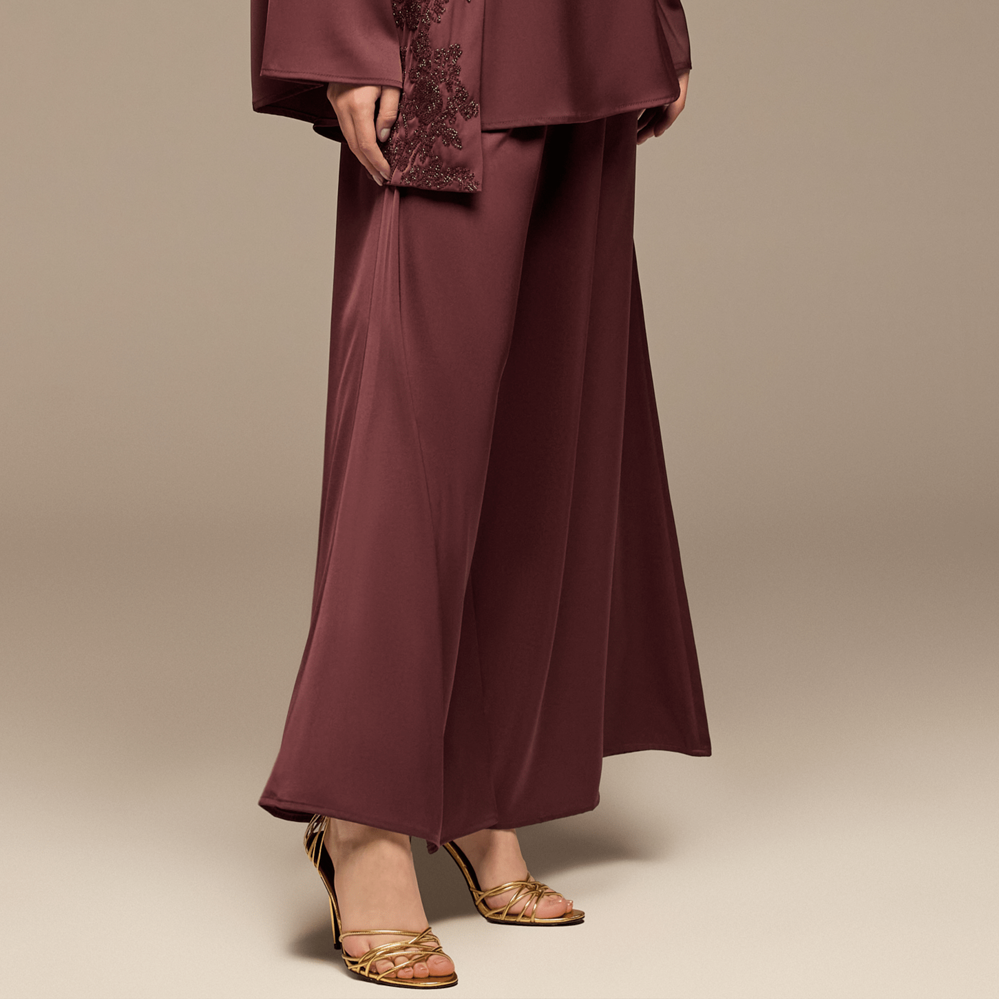 Purple Wide leg Satin Pants - shopaleena