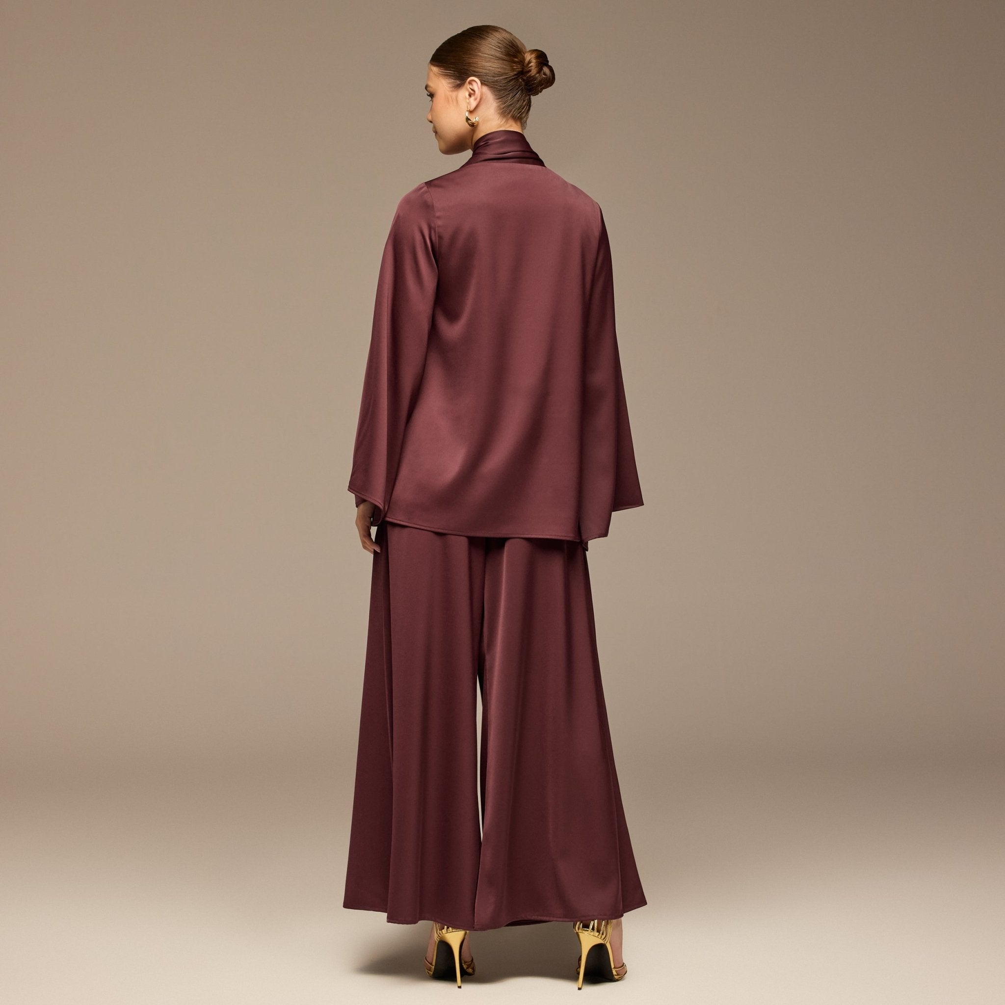 Purple Wide leg Satin Pants - shopaleena