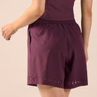Purple Wide Leg Swim Shorts with Cutout Details - shopaleena