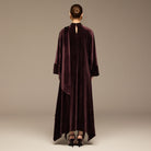 Purple Wide Sleeve Velvet Dress with Scarf - shopaleena