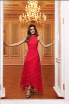 Red Asymmetric Lace - Overlay Cotton Dress - shopaleena