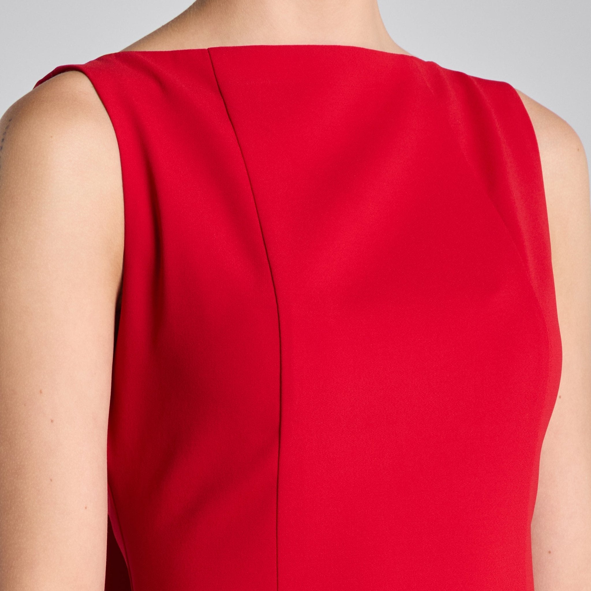 Red Back Scarf Crepe Maxi Dress - shopaleena