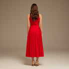 Red Drape Halter Neck Maxi Dress - shopaleena