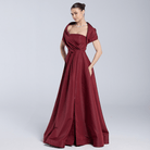 Red Off Shoulder Taffeta Maxi Dress - shopaleena