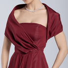 Red Off Shoulder Taffeta Maxi Dress - shopaleena