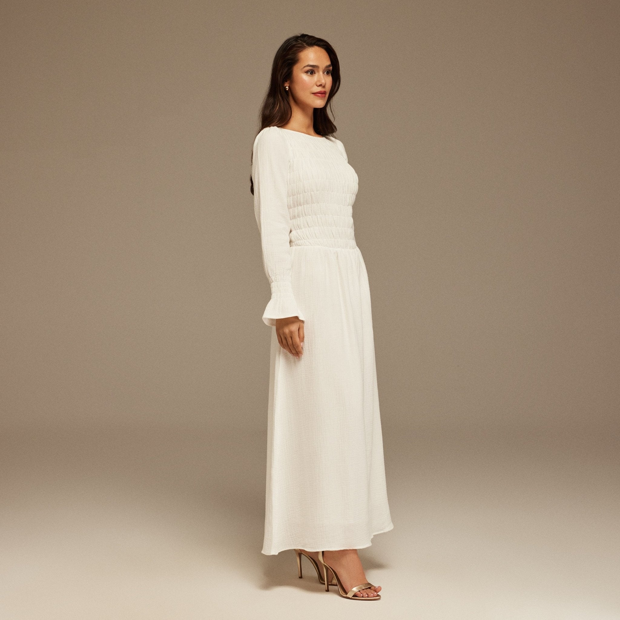 Ruched Turtle Neck Maxi Dress - shopaleena