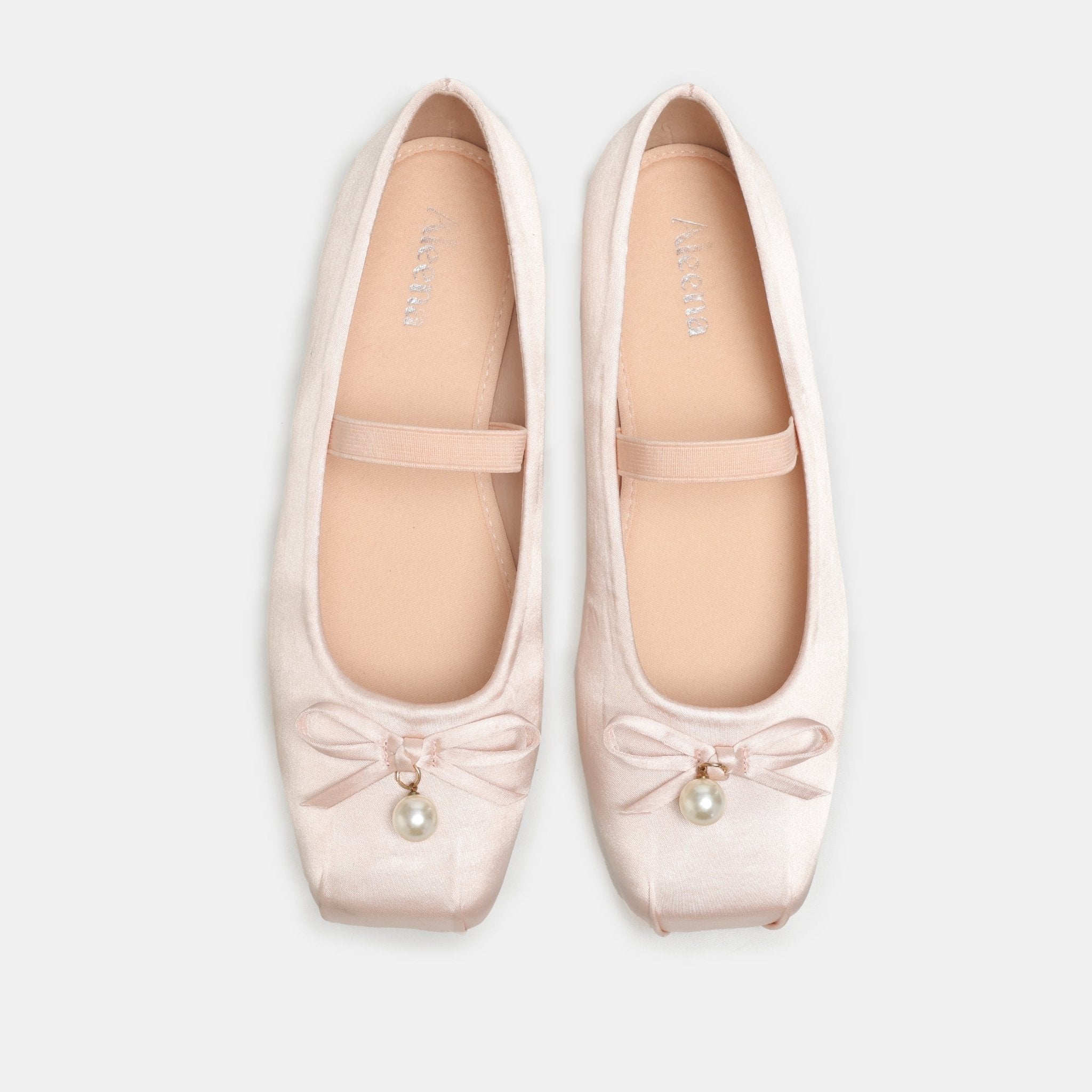 Satin Bow Ballet Flats - shopaleena