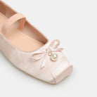Satin Bow Ballet Flats - shopaleena