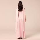 Satin & Crepe Maxi Dress with Back Scarf - shopaleena