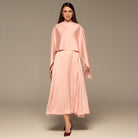 Satin Dress with Cape Sleeves - shopaleena