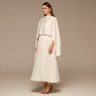 Satin Dress with Cape Sleeves - shopaleena