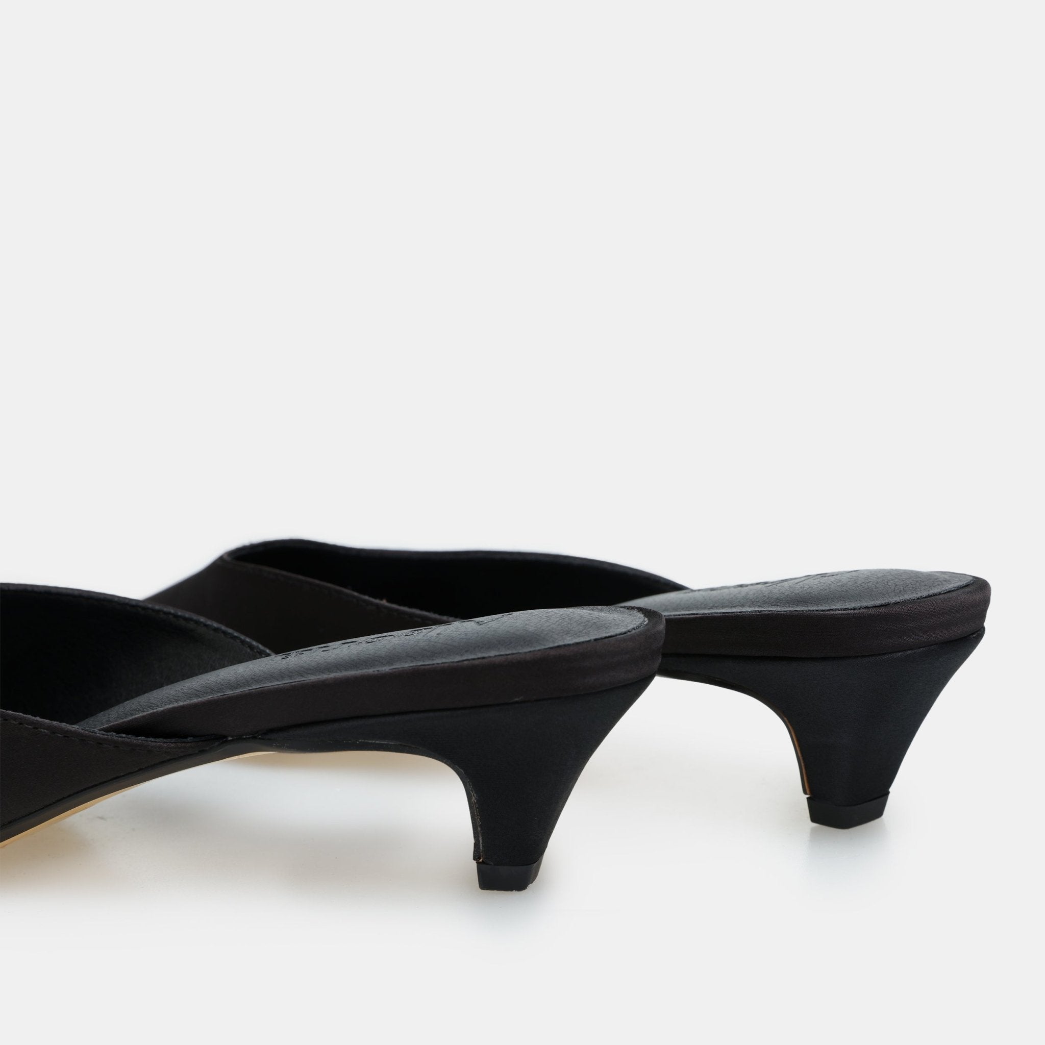 Satin Pointed Toe Mules - shopaleena