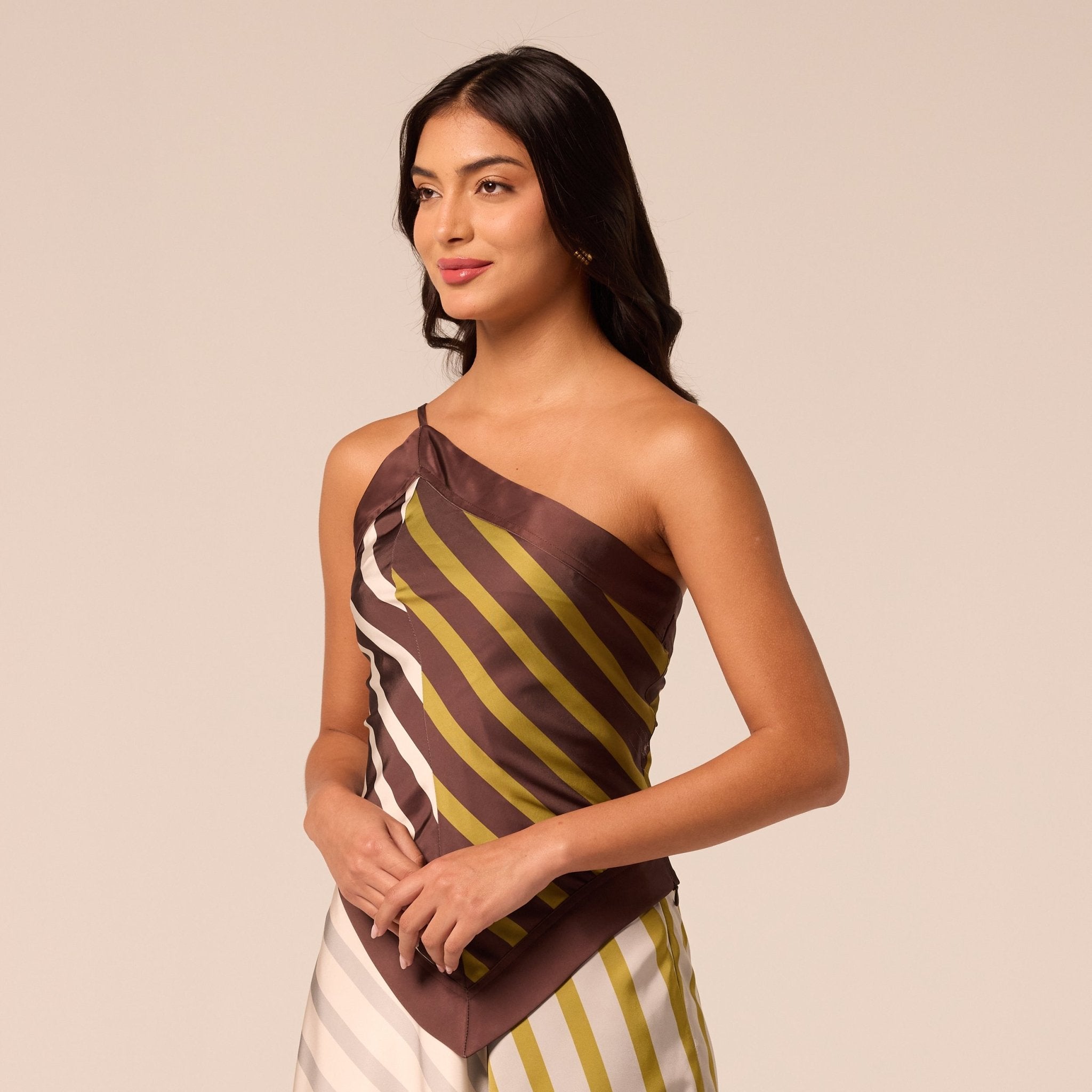 Satin Scarf Hem & Neckline Top - shopaleena