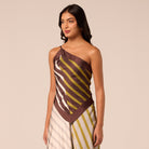 Satin Scarf Hem & Neckline Top - shopaleena