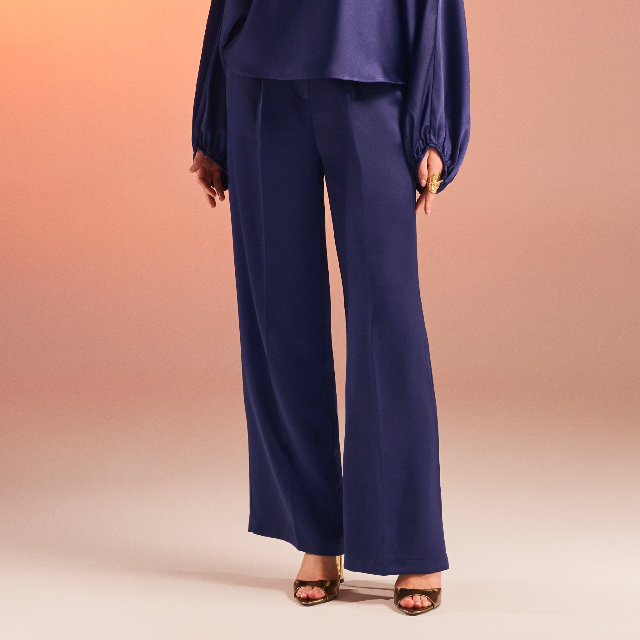 Satin Wide Leg Trouser - shopaleena