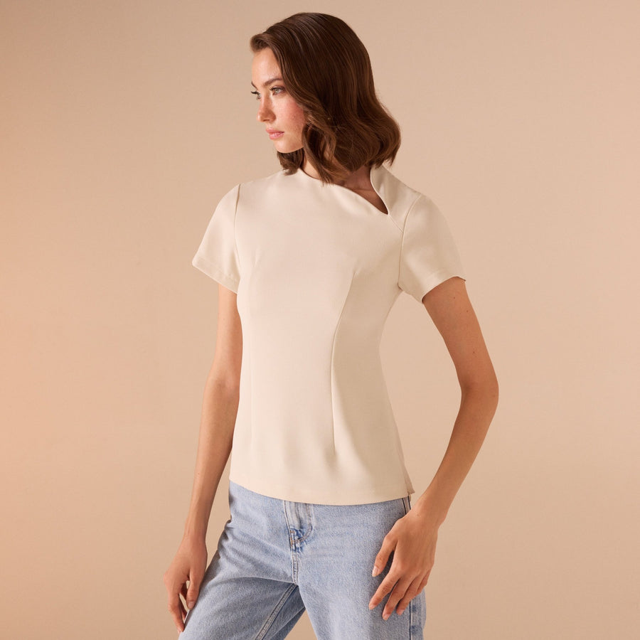 Short Sleeve Cut Out Top - shopaleena